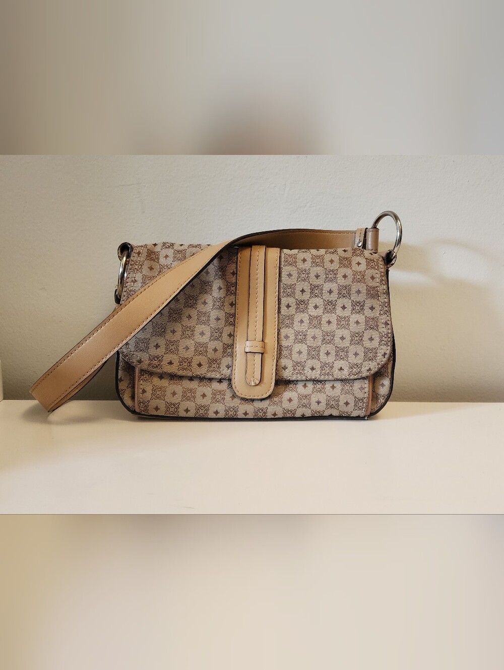 Vintage Villager Liz Claiborne Geometric Monogram Jacquard Shoulder Bag
